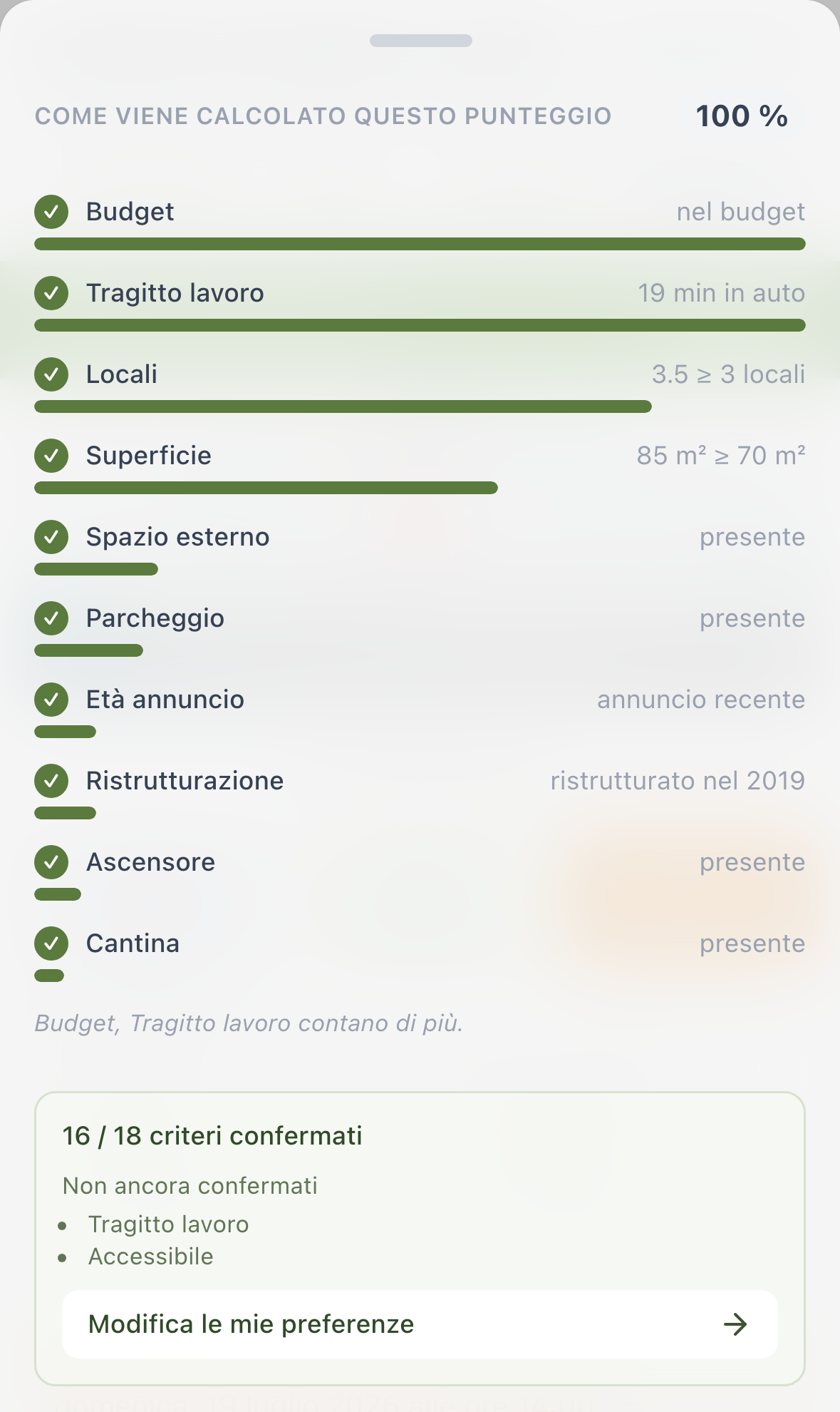 Détail du score de compatibilité d'une annonce dans Loxiva