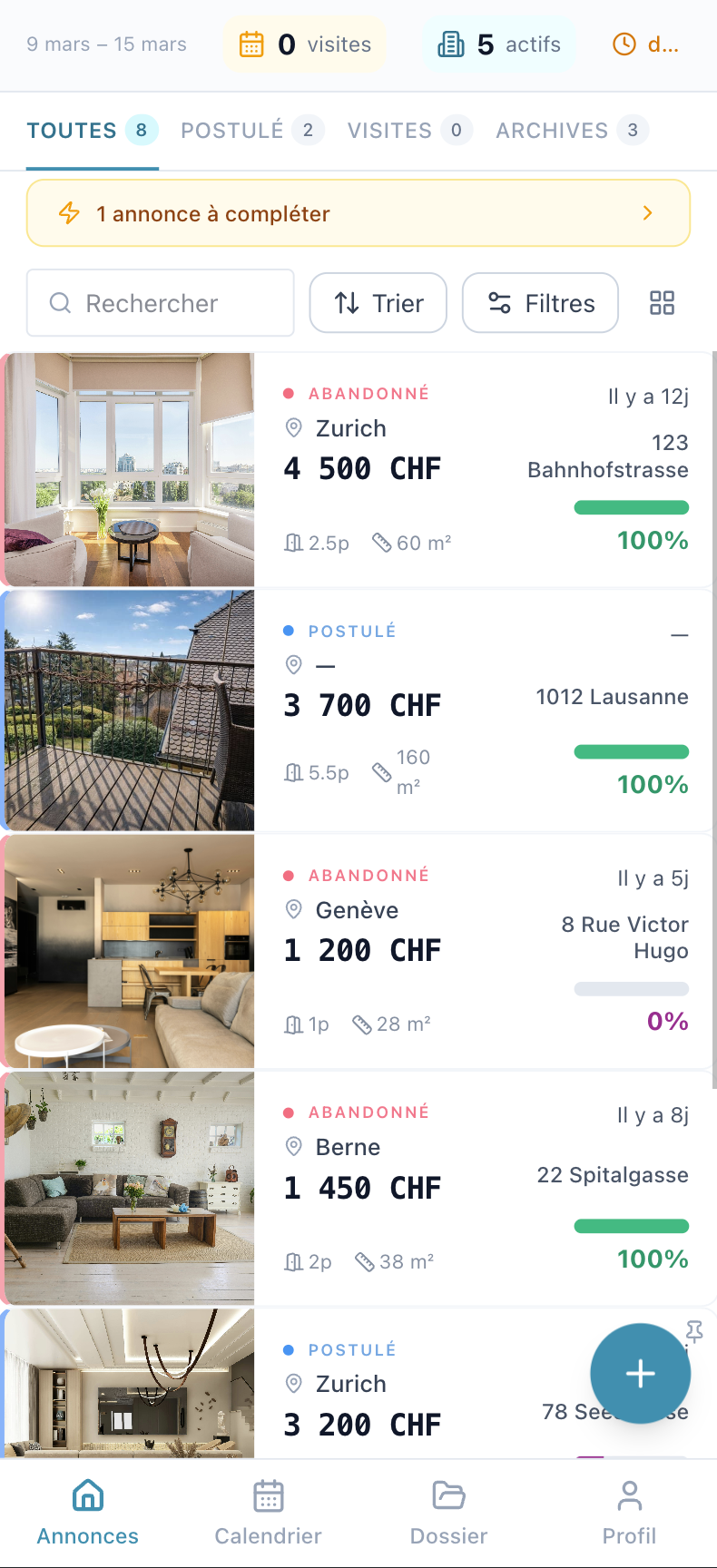 Loxiva — Listings view